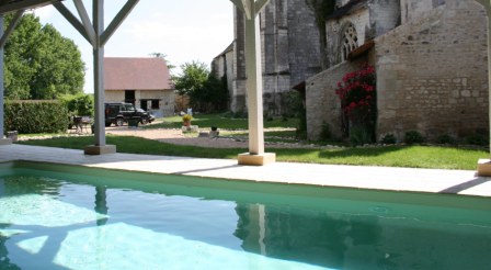 View from pool across the communal areas